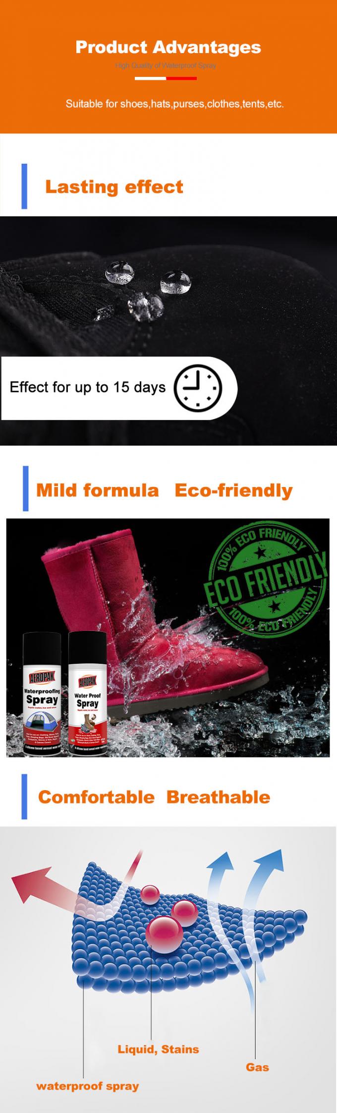 200 مللي من القماش السائل Aeropak بخاخ مضاد للماء ISO9001 يصل 1